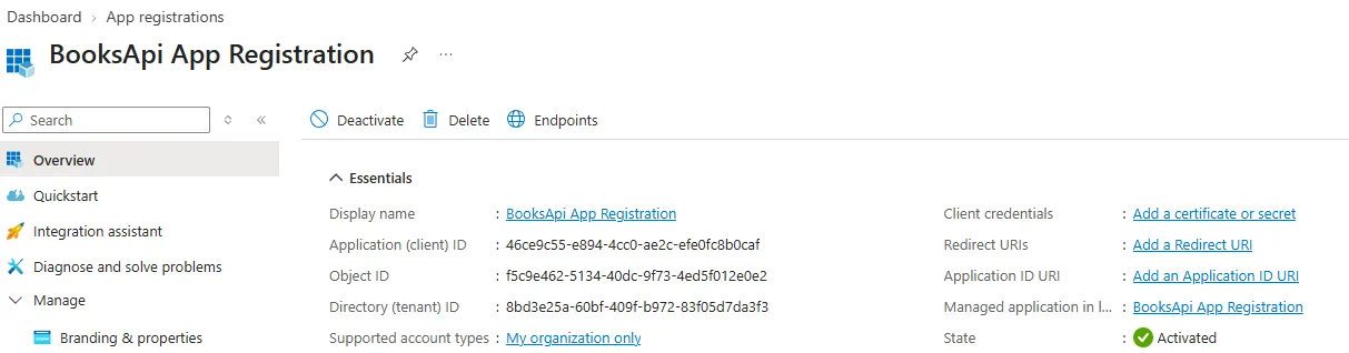 App registration created