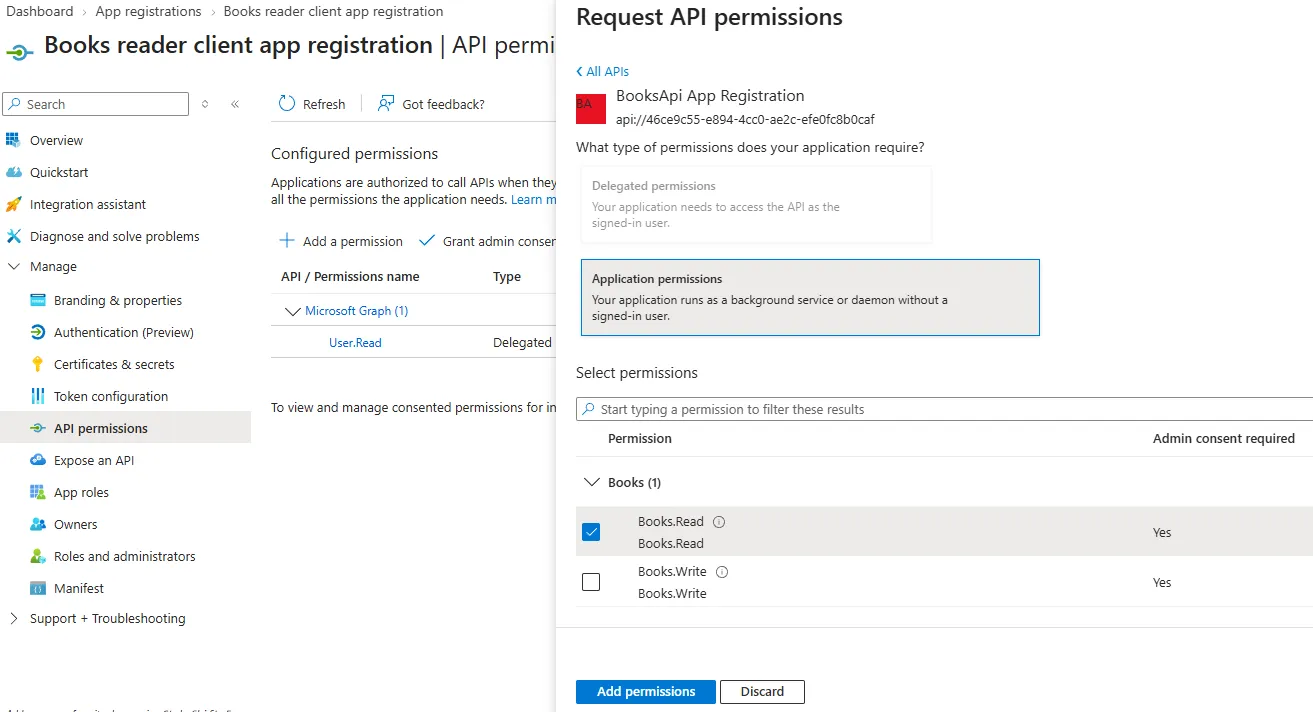 Choose BooksAPI App Registration Choose BooksAPI App Registration