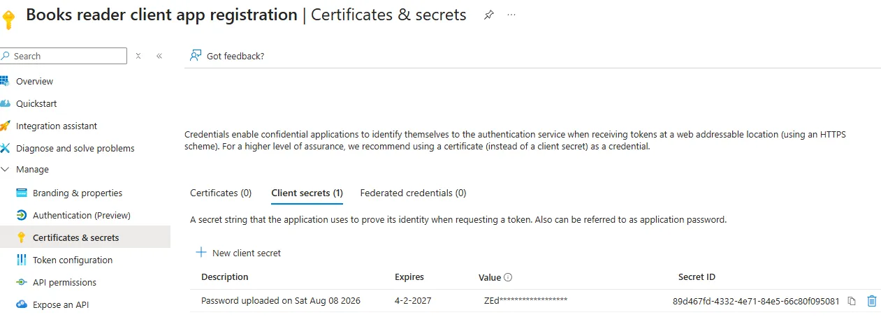 Client secret Client secret