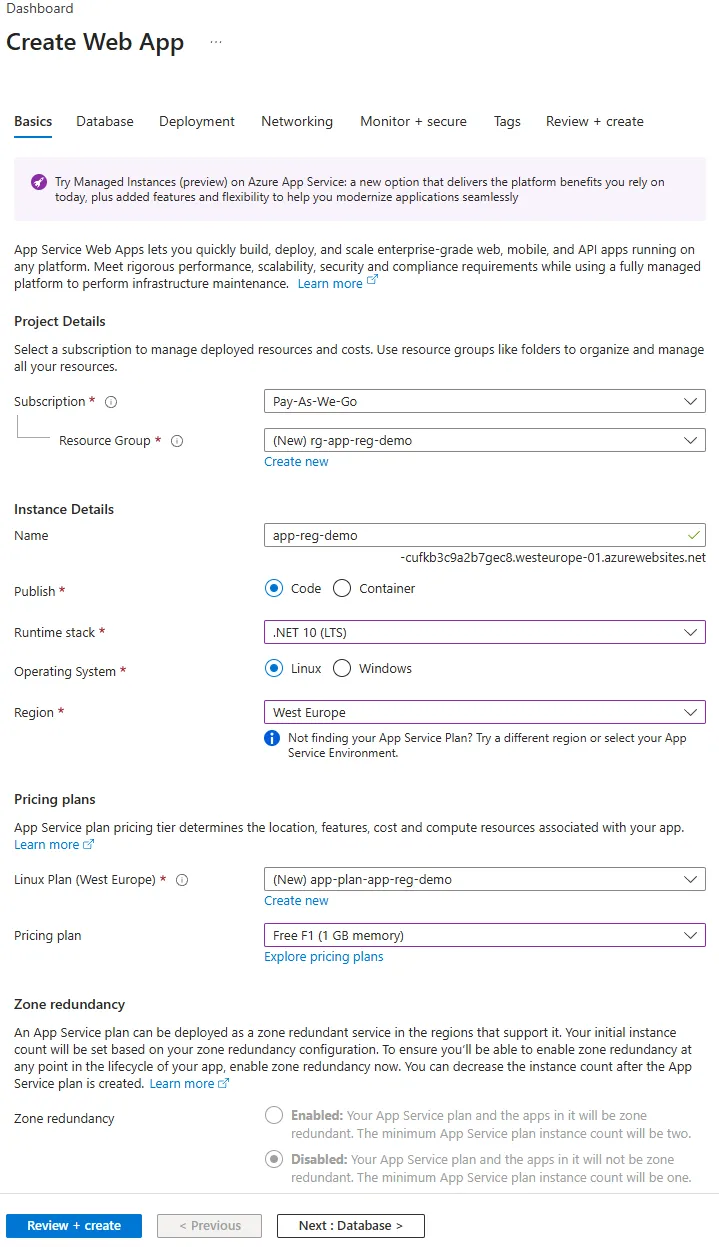 Create WebApp Create WebApp